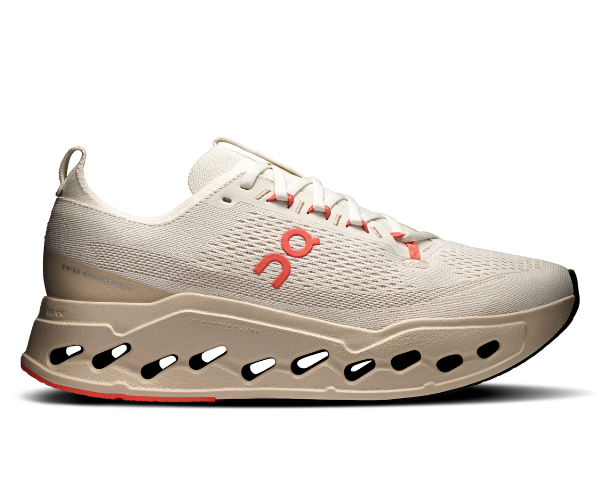 On Running Men's Cloudsurfer Max — Ivory/Salmon – Fit First Footwear On Running Men's Cloudsurfer Max — Ivory/Salmon – Fit First Footwear