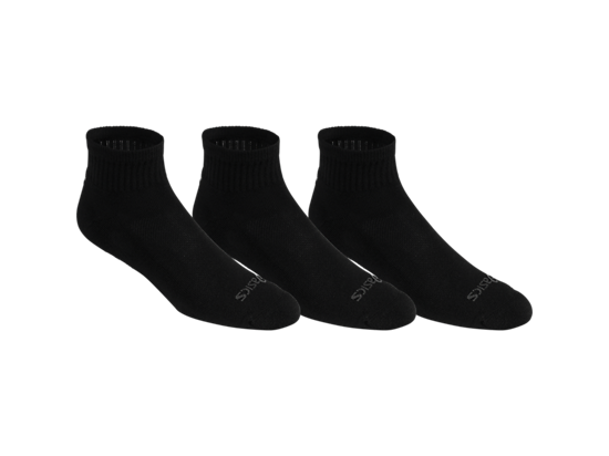 Cushion Quarter Socks 3Pk — Black