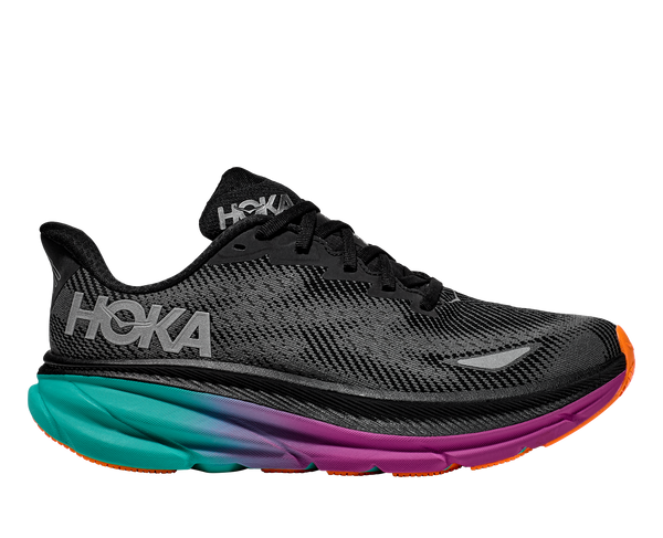 Women's Clifton 9 GTX — Black/Electric Aqua